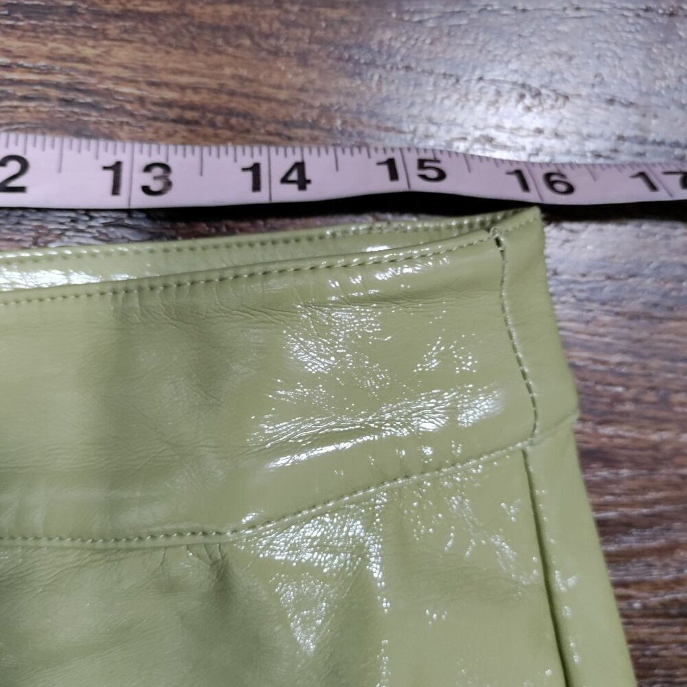 Danielle Bernstein Olive Patent Faux Leather Fully Lined Wide-Leg Pants Size 14 - Picture 12 of 16